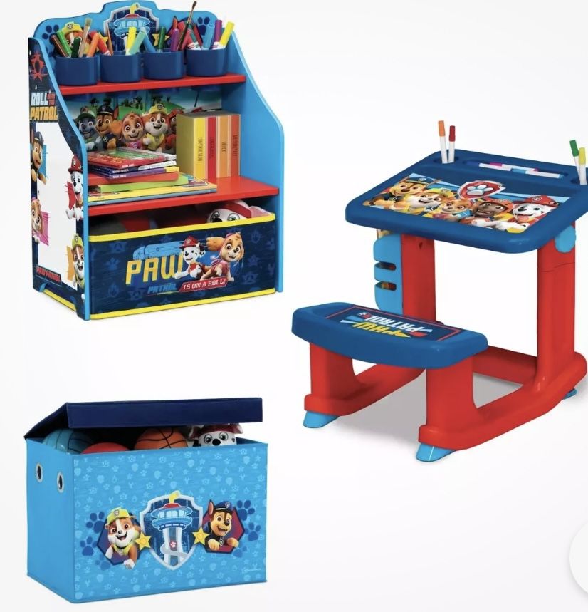 PAW PATROL 3 piece set incl. Desk, Shelf, and Toy Chest