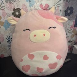 Pink large Squishmallow cow