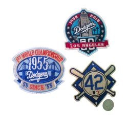 Vintage Brooklyn LA Dodgers Iron on patch set World Series 60th Anniversary 3pc