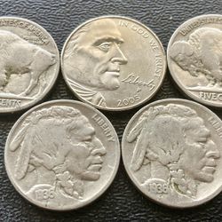4 Vintage 1930s 1920s Indian Head Buffalo Nickels Rare Coins HTF BONUS 