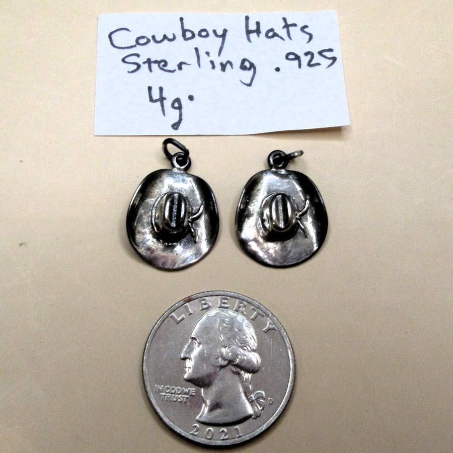 Vintage Sterling Silver Cowboy Hat Wild West Charms – Lot of 2
