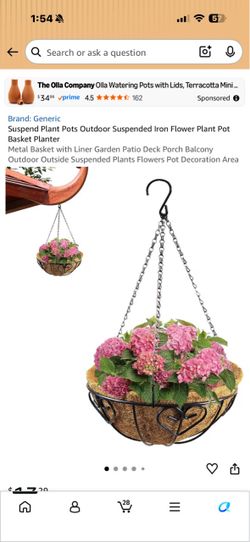 Hanging Iron Basket Planter with Coco Liner