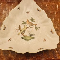 Herend Rothschild Bird Triangle Dish 