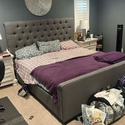 Gray, Queen, Bed frame 