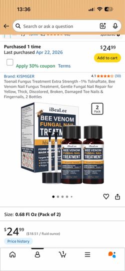 Toenail Fungus Treatment Extra Strength -1% Tolnaftate, Bee Venom Nail Fungus Treatment, Gentle Fungal Nail Repair for Yellow, Thick, Discolored, Brok