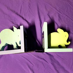 Blue And Green Elephants Book Holders For Kids Room