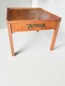 Vintage Drexel Mid-Century Side Table / End Table with Brass Ring Pulls-#1154
