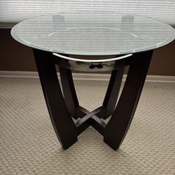 End Table – Wood, Chrome, And Glass