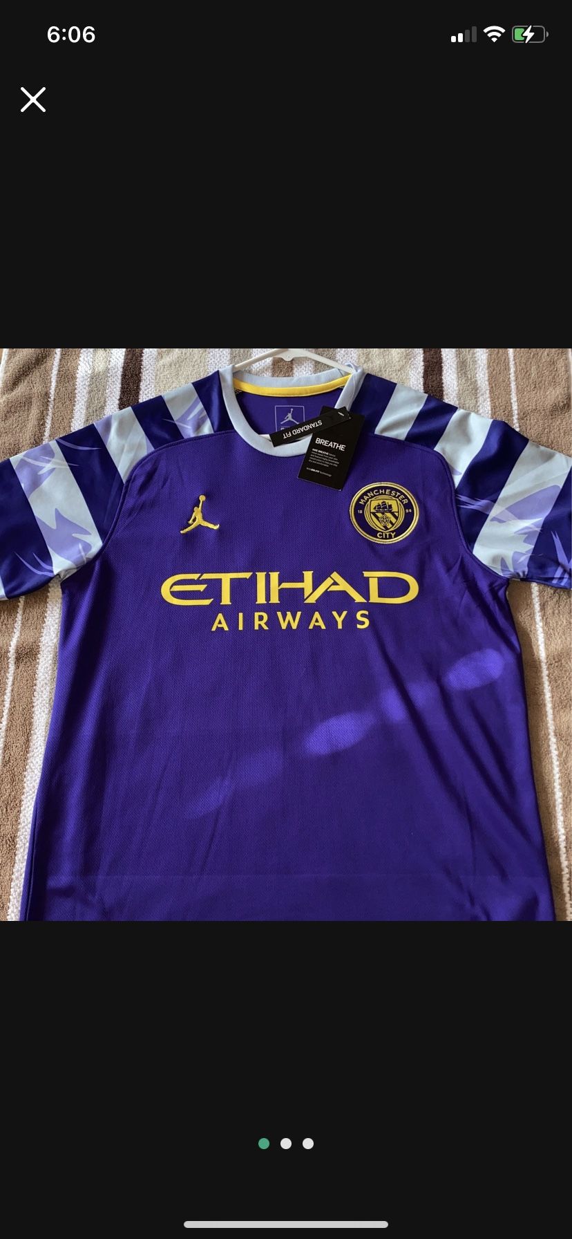 Manchester City Futbol Club Soccer Jersey Medium Size