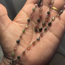 Natural Multi-Color Kyanite Necklace 925 Sterling Silver 26-28" Pre-owned