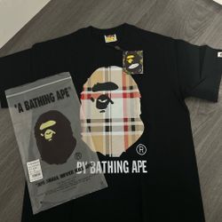 Bape Burberry black  shirt size small