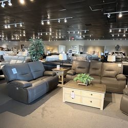 Grey Power Reclining Couch And Loveseat