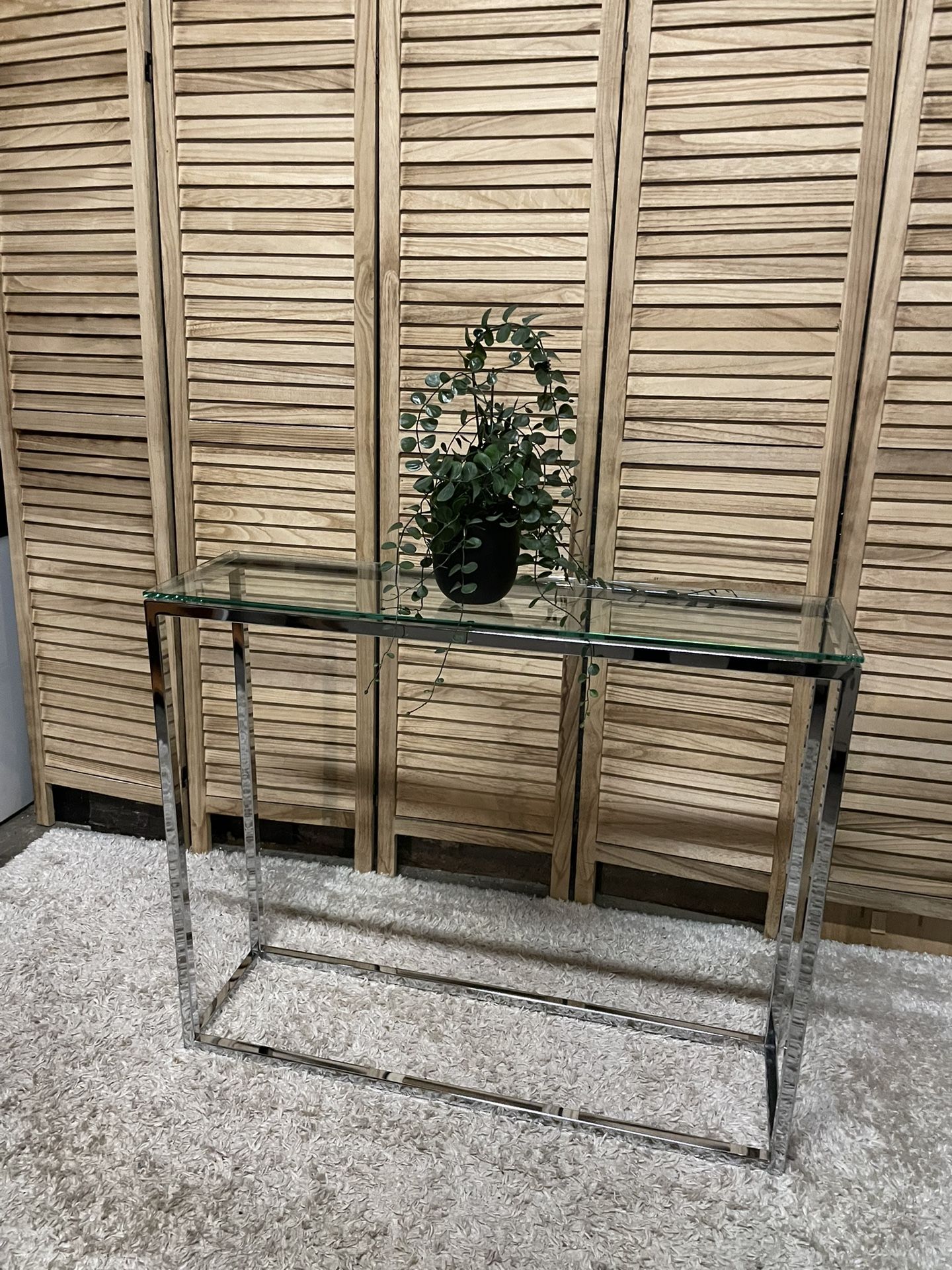 Crate & Barrel Glass Top Console Table
