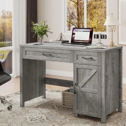 grey wood 47" Executive Desk nearly new