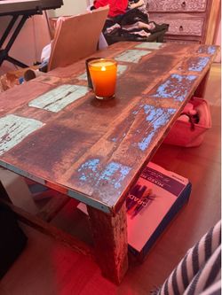RARE artistic real wood table!
