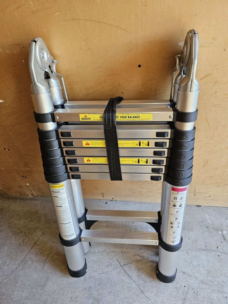 Telescoping Ladder A Frame, 16.5 Ft Compact Aluminum Extension Ladder