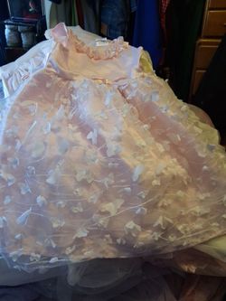 Pretty little Girl pink butterfly ruffles dress