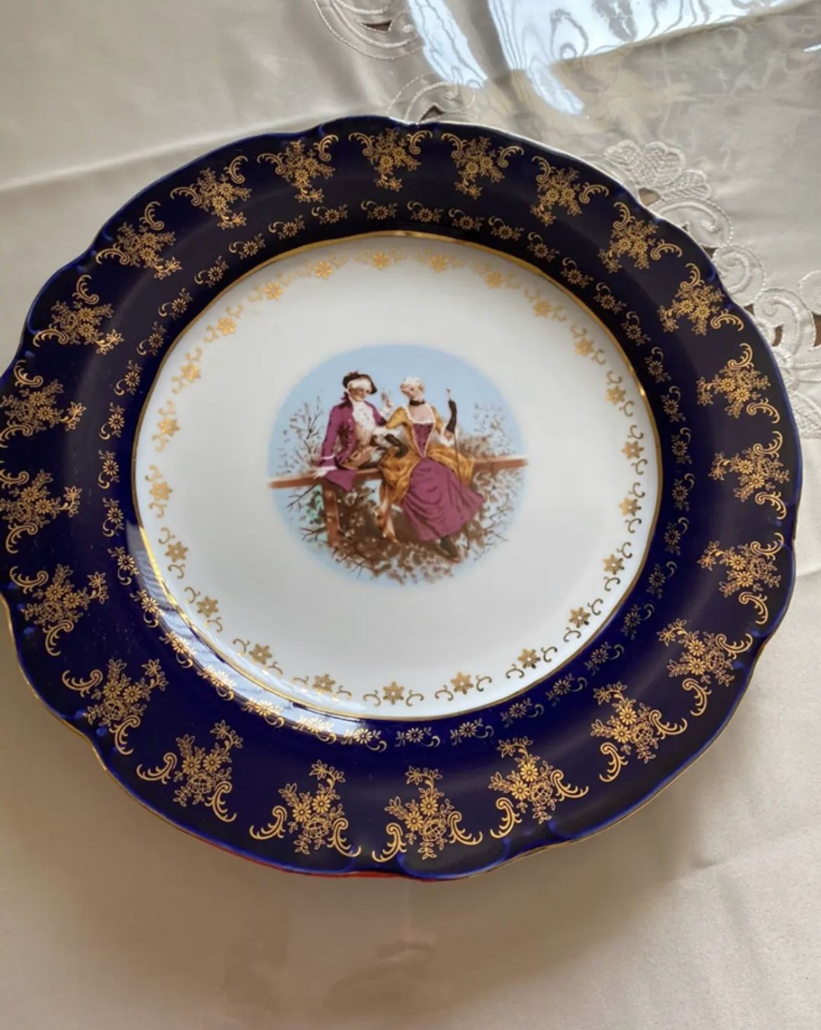 Tiger Yedi Inc Fine Porcelain French Inspired Cake Plate Vintage Vtg