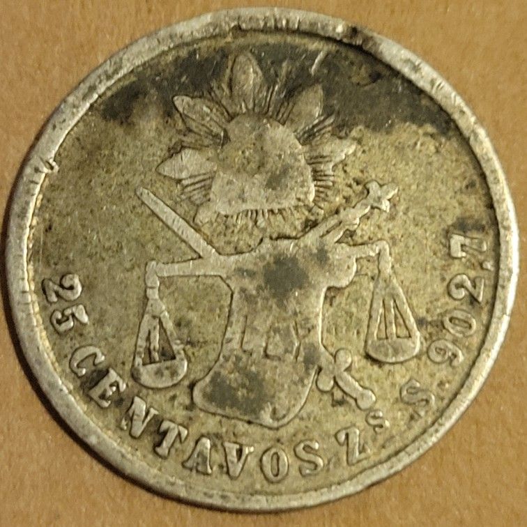 π²π½ 1882 MEXICO SECOND REPUBLIC 25 Centavos