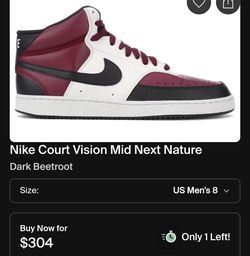 Nike Court Vision Mid Next Nature 'Dark Beetroot
Used
Size 8