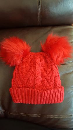 Baby gap brand new red hat with pom poms