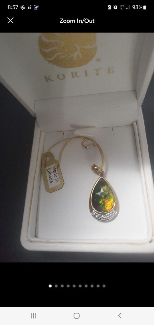 Rare Ammolite 14k Gold Pendant. New.