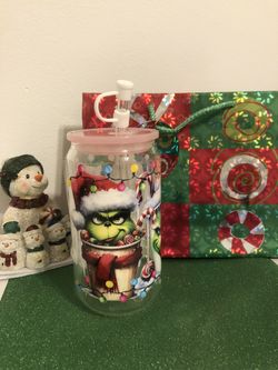 Mr Grinch Pink Holiday Libby Glass Cup