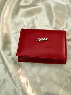 Red Trifold Wallet Zip Coin Pocket Mirror