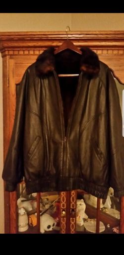 Luxurious reversible men's leather/mink bomber jacket