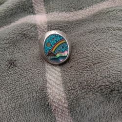 1970's Silver Turquoise  Hippie Ring