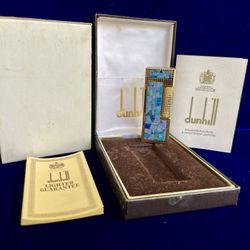 Rare Vintage Mosaic Natural Opal Dunhill Lighter New Open Box Condition Works 1 Year Warranty 