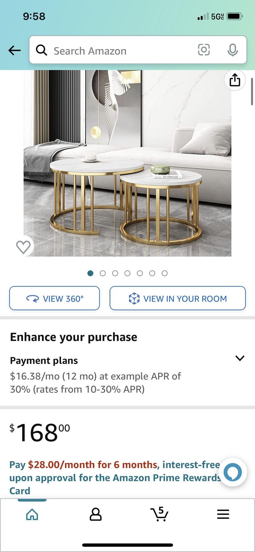 QLJJSD Round Nesting Coffee Table Set of 2 Modern Cocktail Table with Metal Frame for Living Room Small