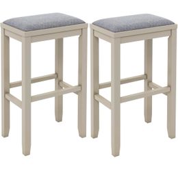 Set of 2 Saddle Bar Stools 31-inch Height Upholstered Counter Height Chairs - New in Box