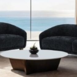 Brand New Black Chenille Modern Style Sofa & Loveseat