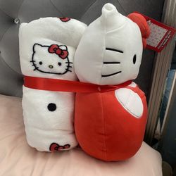 Hello Kitty Pillow & Throw set