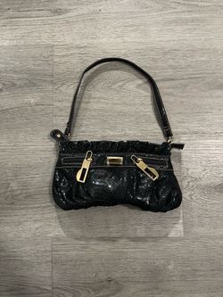 Vintage Women’s Black/Gold Faux Snakeskin Shoulder Bag