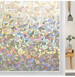 Sticker,3D Static Stained Glass Window Cling,Anti-UV Sun Blocker Heat ,Non-Adhesive 35.4 x 157.4 inches