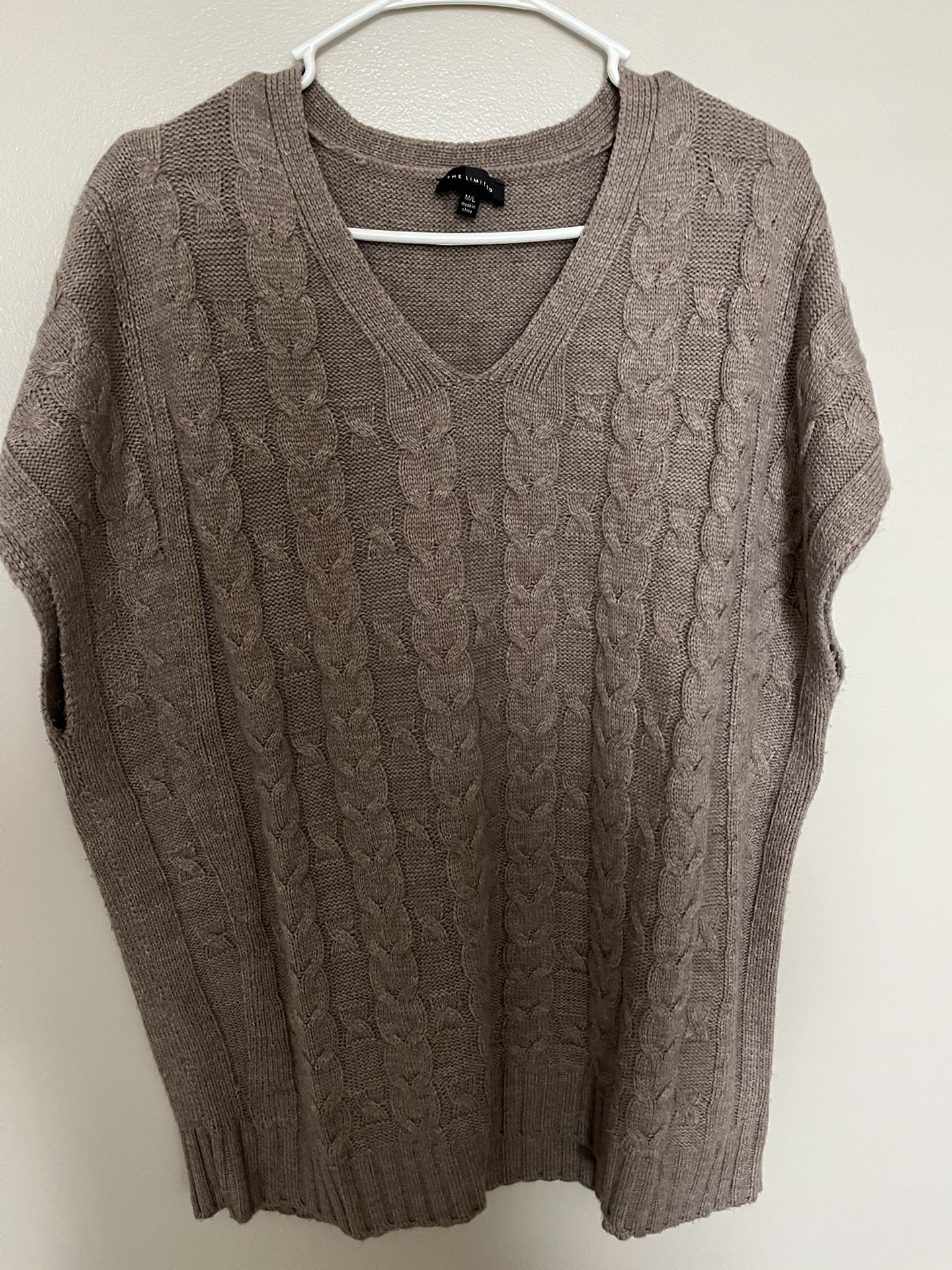 Cable Knit V-Neck Poncho (The Limited, M/L)