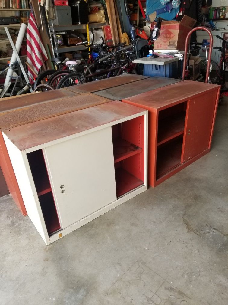 Metal storage shelves. Good for garage