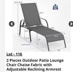 Outdoor Patio Chaise Lounge Chair Set of 2