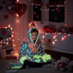 Glow in the Dark Blanket-Gaming Heated Blanket, 50X60’’ 10 Levels & 8 Hours Auto Off