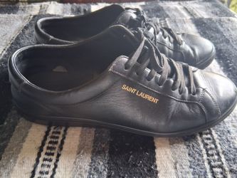 Yves Saint Laurent Black Leather Low-Top Sneakers Size 8