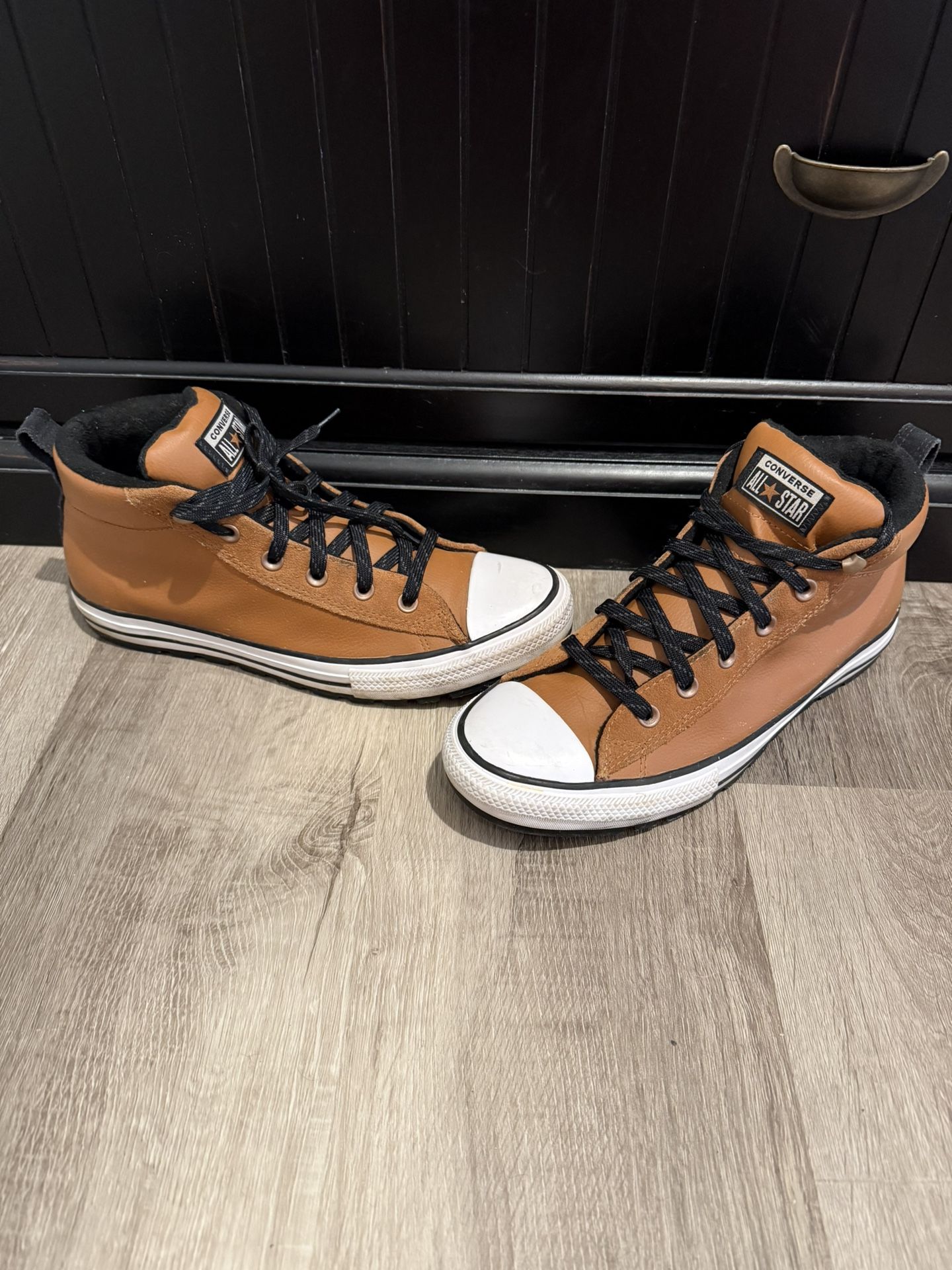 Converse Brown Leather High Tops, Size 10, Like New