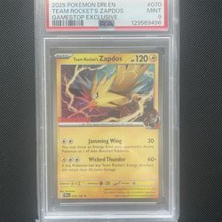 Pokemon TCG - GAMESTOP Stamped Team Rockets Zapdos #70 PSA 9