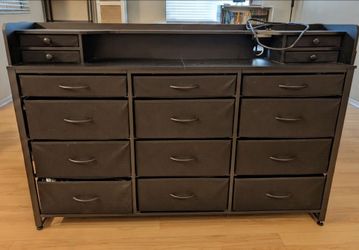 Large Fabric Drawer Dresser with Top Shelf