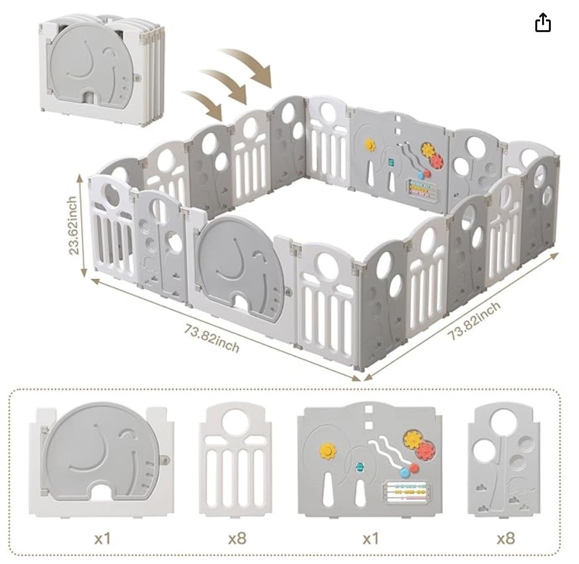 Baby Play Yard (Playpen) with Play Mat