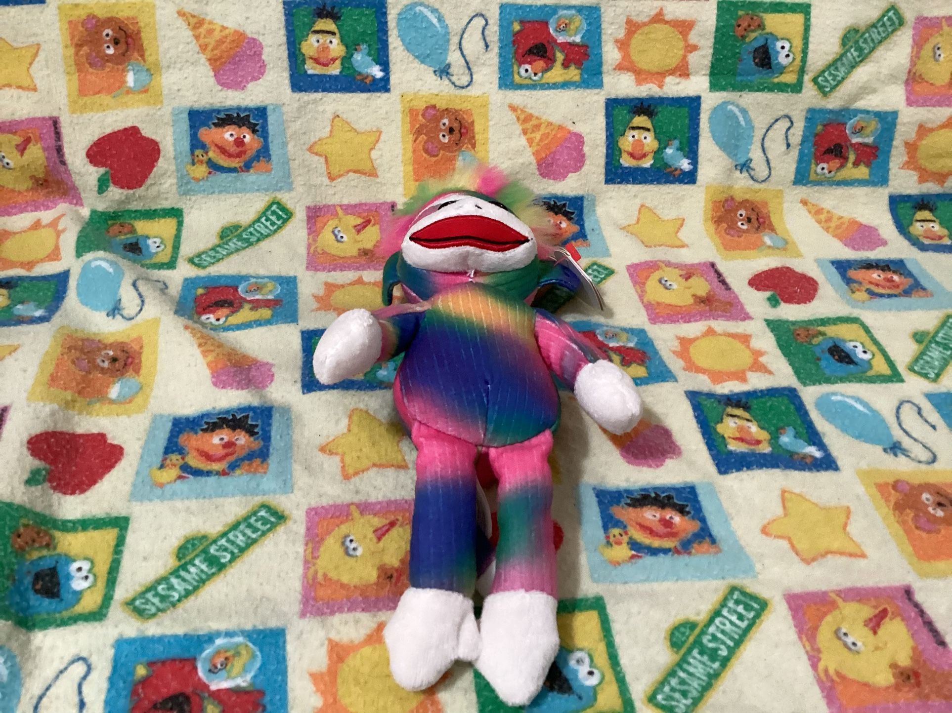 Ty Beanie Babies Rainbow Sock Monkey Plush
