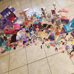 Barbies, Dolls, Toys, Jet And Car Large Lot 