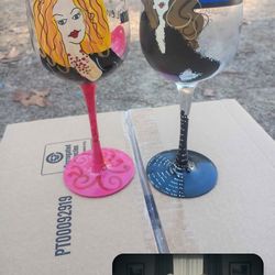 A  Matching Set Of  Two  Girls Night Out Tall Glasses 