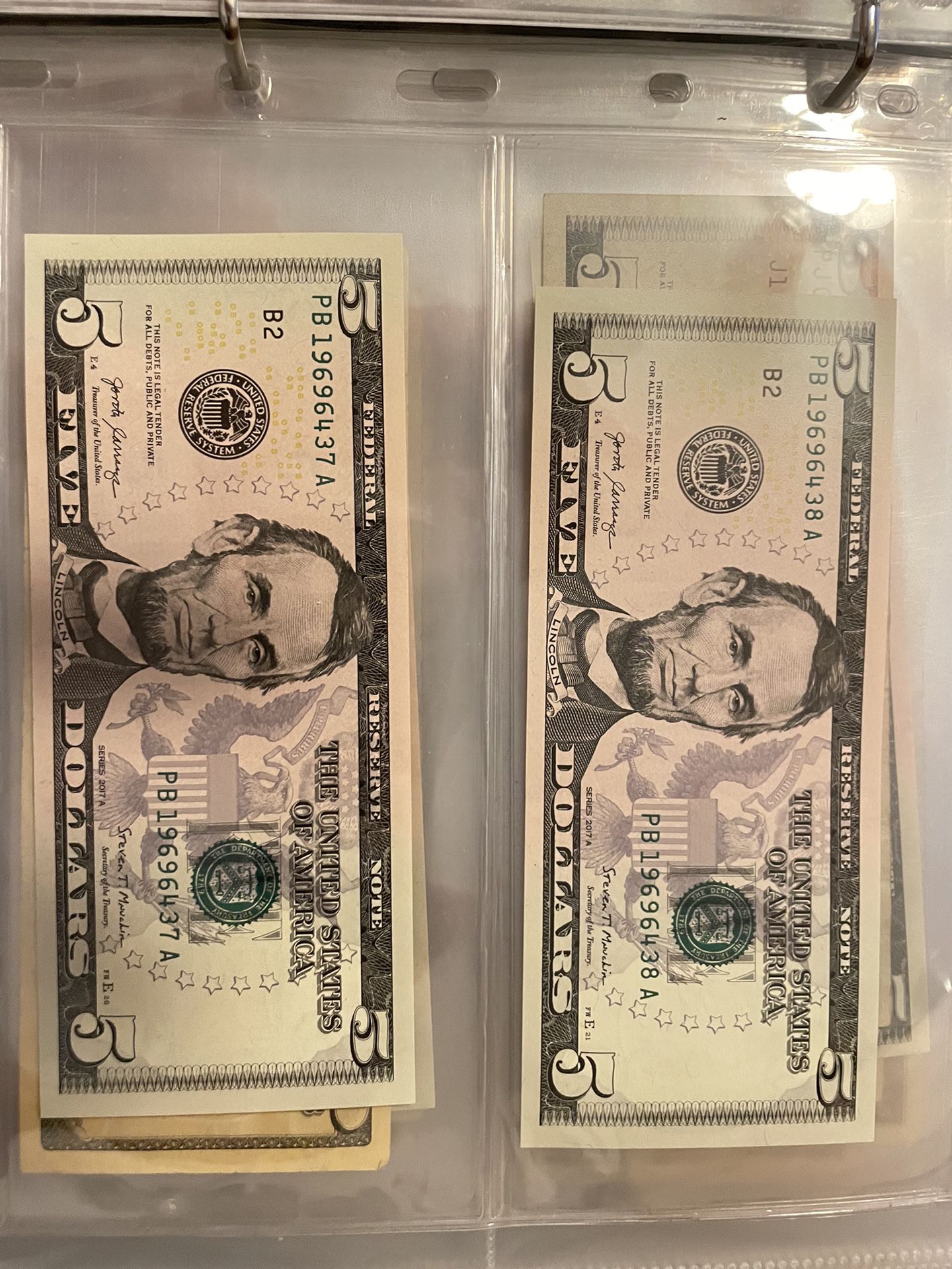 *RARE* Two $5 1969 Birthday Note Errors (Ink Bled Through To Reverse)